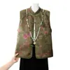 Elegante jaqueta colete estilo chinês para mães, novidade primavera e outono 2026, top colete vintage de alta qualidade para mulheres de meia-idade