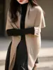 Chal grande 100% lana australiana pura para mujer, suave y cálido para otoño e invierno, se puede usar como capa, tiene un tacto de alta gama, bufanda de doble uso, capa tejida