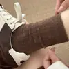 Calcetines retro florales suaves estilo francés para principios de otoño para mujer, calcetines de media pantorrilla, calcetines versátiles elegantes estilo ins para apilar, calcetines largos