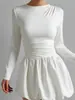 Vestido Floral Feminino Novo Mais Vendido na Fronteira, Estilo Europeu e Americano da Moda, Manga Longa Cor Sólida Sexy Slim Fit para Namoro