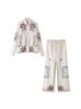 2025 Ropa de Mujer al por Mayor Estilo Europeo y Americano Transfronterizo Comercio Exterior Nuevo Conjunto Casual Otoño Temprano Camisa Bordada + Pantalones Largos