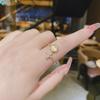 Anel de cobre banhado a ouro real com zircônia incrustada e opala estrela coreana design feminino simples requintado abertura atacado