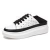 2025 Nuevos Zapatos Casuales de Plataforma de Cuero Genuino Estilo Coreano de Corte Bajo Moda Perezosa Transpirables Slip-On Zapatos Blancos de Mujer