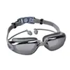 Gafas de natación de venta caliente transfronterizas, Gafas de natación para adultos, Impermeables, Antivaho, Galvanizadas, Tapones para los oídos de una sola pieza de colores, Equipo de gafas