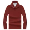 Camisa polo de manga larga para hombre de estilo business de alta gama, hecha de 100% algodón mercerizado, una camiseta casual de manga larga de color liso para hombres de mediana edad
