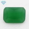 Huagang Gem Retangular Chanfrado Verde Jade Vidro Anel Superfície Fundo Fosco Pequeno Octogonal Verde Malaio Jade Vidro Pedra Nua