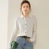 Camisa de Cachemira para Mujer Cuello Polo Agradable a la Piel Cachemira Pura Cárdigan Solapa Elegante Ropa Exterior Capa Base