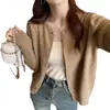 Novo Cardigã Tricot Cinza Feminino Outono Peça Externa Design Sense Suéter Casaco Outono Inicial Manga Longa Fina para Mulheres