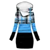 [Procesamiento Personalizado] Gabardina Gruesa de Invierno con Capucha Estilo Europeo y Americano, Impresión Digital 3D para Mujer, Longitud Media