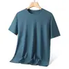 Camiseta Masculina de Seda Gelada com Padrão de Ondas, Secagem Rápida, Verão, Transfronteiriça, Tamanho Grande, Gola Redonda, Manga Curta, Top de Verão, Absorvente de Suor, Respirável