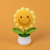Hecho a mano Terminado Transfronterizo Sonriente Girasol en Maceta Lindo Decoración de Girasol Día del Maestro Regalo de Flor Tejida
