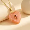 Elegante y sofisticado collar de imitación de piedra natural con colgante de corazón, cadena para la clavícula de oro de 18 quilates, diseño de nicho, collar de verano para mujer