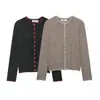 Ins ropa de mujer al por mayor estilo europeo y americano transfronterizo otoño 2026 chaqueta de punto de color bloqueado nueva 2756114