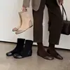 Botines de caña corta invisibles que aumentan la altura, suela suave, bloques de color, para mujer, botas adelgazantes, no de punta redonda, cómodos, elásticos, botines cortos