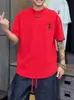 Camiseta Masculina Manga Curta Atacado Verão 2025 Novo Estilo Hong Kong Algodão Penteado Tendência Solta Casual Versátil Roupa Masculina