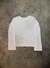 Camiseta de Manga Larga Waffle Vintage Americano Y2K para Mujer Estampado de Leopardo Claro Estampado Oscuro Letras en el Cuerpo Holgada Hombro Caído Top Desgastado