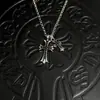Collar de Doble Cruz de Lujo 2022 con Cadena para Clavícula Tachonada de Diamantes para Hombres y Mujeres, Colgante Fresco y Elegante
