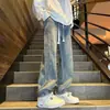 Jeans reto japonês novo, moderno e de tamanho grande, estilo Hong Kong para primavera e outono, moderno e versátil, na moda e estiloso para homens