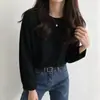 Camiseta Blanca de Manga Larga para Mujer Holgada Otoño 2026 Nueva Capa Interior Capa Base Color Sólido Cuello Redondo Top Estilo INS