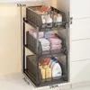 Estante de almacenamiento extraíble debajo del lavabo del baño, estante de capas dentro del gabinete, caja de almacenamiento debajo del mueble del lavabo del baño para uso doméstico