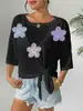 Blusa Feminina Blusa Feminina Cor Sólida Top Fino com Laço Gola Uma Linha Solta Saída de Praia para Biquíni