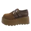 Zapatos Birkenstock de Estilo Retro Patchwork Cobertura Total para Mujer Nuevos 2026 Otoño Mocasines Cómodos Suela Gruesa Zapatos que Aumentan la Altura