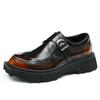Zapatos Mengke hechos a mano para hombre, de cuero genuino, de talla grande, informales, de negocios, con plataforma británica, con aumento de altura, zapatos formales brillantes.