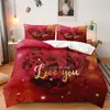 SHEIN jogo de cama de três peças decoração de feriado Dia dos Namorados impressão digital quarto decoração de casa jogo de cama de três peças
