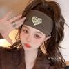 Diadema de Amor Pañuelo para la Cabeza para Mujer de Ala Ancha Deportiva Bandana Otoño Correr Yoga Diadema con Alfabeto Tocado de Luna Tocado