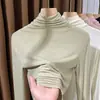 Cuello Alto de Modal Camiseta Base de Manga Larga Ajustada para Mujer Ropa de Abrigo Fina para Primavera y Otoño
