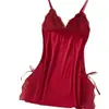 Camisola Sensual com Suspensório, Cor Sólida, Renda Vazada em Ambos os Lados, Camisola com Suspensório, Roupa de Casa Sensual Transparente sem Costas