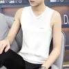 Chaleco sin mangas para hombre con cuello en V Waistel Camiseta sin mangas Hombro ancho Base Pura Marca Seda de Hielo Ropa para Correr Verano Chaleco Waistel