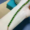 Pulsera de diópsido natural plata 925 incrustada piedra principal tamaño 5*5mm directo de fábrica minería natural pulsera al por mayor