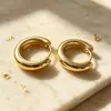 Pendientes de Aro Grueso en Forma de C de Venta Caliente Transfronterizos, Pendientes Geométricos Pulidos con Chapado en Oro Macizo Minimalistas Europeos y Americanos, Accesorios Versátiles para Orejas