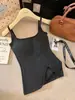 Roupa íntima feminina picante estilo coreano de outono, camisola de tecido escovado, cor sólida, corte justo, pode ser usada como camada externa, design sem costas, top base puro e atraente