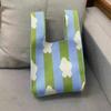 Bolsa de Pulso Tecida com Tulipa Floral, Bolsa de Tricô, Bolsa de Presente, Tote de Grande Capacidade, Portátil, Design Color-Blocking, Leve