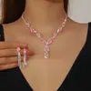 Ventas Directas de Fábrica Comercio Electrónico Transfronterizo Suministro Collar de Pedrería de Diamante Completo Pendientes Traje de Dos Piezas Vestido de Banquete Accesorios para Collar