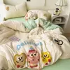 Ropa de Cama Ins Clase A Algodón Puro Juego de Cuatro Piezas Funda de Edredón Funda de Edredón de Algodón Puro Cama Sábanas de Cama Individual Dormitorio de Estudiante Juego de Tres Piezas