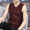 Fabricante Original Chaleco de Seda de Hielo para Hombre Verano 2025 Nuevo Deportivo Fitness Chaleco de Moda Cuello en V Sin Mangas Camiseta para Hombre