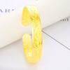 Pulsera Abierta Retro Brillante de 10 mm para Mujer Chapada en Oro Dragón y Fénix Palabra de Bendición Cara Ancha Pulsera de Cobre para Mujer