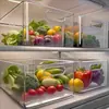 Caja de almacenamiento para refrigerador para alimentos, frutas y verduras, clasificación y conservación, organizador rectangular transparente, caja de almacenamiento de exhibición