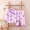 Conjunto de Pijama para Niños y Niñas, Estilo Coreano de Primavera y Otoño, Niños Medianos y Grandes, Algodón, Se Puede Usar Afuera, Estilo Otoñal Estudiantil, Patrón de Dibujos Animados