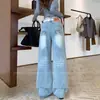 Jeans novo estilo para mulheres baixinhas, calça versátil de verão, solta, azul claro, perna larga, calça longa reta estilo americano
