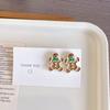 Lindos aretes de botón navideños ~ dibujos animados Papá Noel alce Hombre Panqueque clip para la oreja niña dulce aretes de aguja de plata S925
