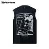 Camiseta sin mangas de dibujos animados graffiti retro estilo americano verano para hombre y mujer moda suelta neutral ins sudadera chaleco T