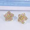 Brincos Grandes Flor de Cristal Agulha de Prata 925 Exquisitos Brilhantes Zircônia Brilhante Coreano Versátil Doce Novos Brincos
