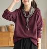 Camiseta de Algodón y Lino para Primavera y Otoño para Mujer, Color Sólido, Jacquard, Holgada, Slim, Cuello Redondo, Jersey Casual Fácil de Combinar, Manga Larga, Top Interior