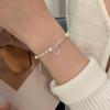 Pulseira de prata estilhaçada S925, bracelete de prata estilhaçada, luxo, luz de nicho, pérola, corte irregular, pulseira de namorada S6496