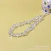 Lanyard para teléfono móvil de cristal natural, cordón corto de muñeca de grava de cristal, colgante, cadena anti-pérdida para teléfono móvil, llave