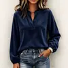 Coleção Outono 2026: Loja Independente Transfronteiriça da Amazon Moda Feminina Europeia e Americana Camisa Top de Veludo de Manga Longa